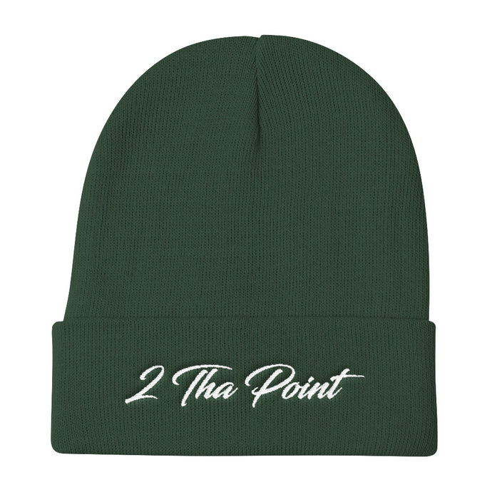 2 Tha Point Embroidered Knit Beanie (White Letters)